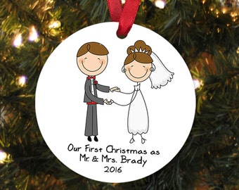 Our First Christmas Ornament - Personalized Wedding Gift Christmas Ornament - Wedding Christmas Ornament - Newlywed Christmas Gift