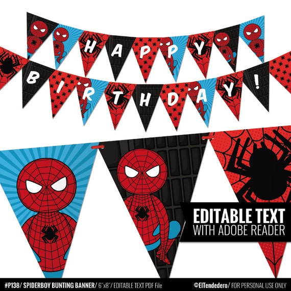 Spiderman inspired bunting banner to decor your by eltendedero