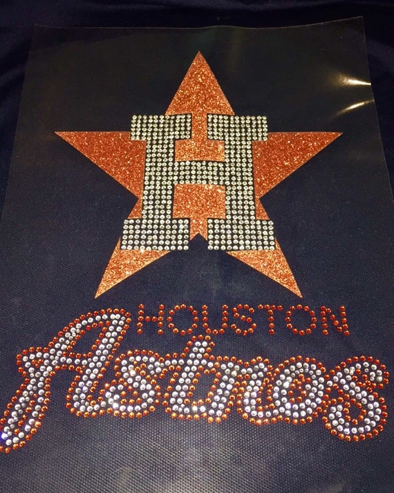 Astros Bling/Rhinestone Glitter Women's Tshirt by TxnGals