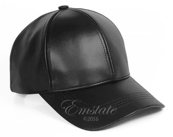 Genuine Cowhide Leather Baseball Cap Adjustable, Many Colors, Made in USA
