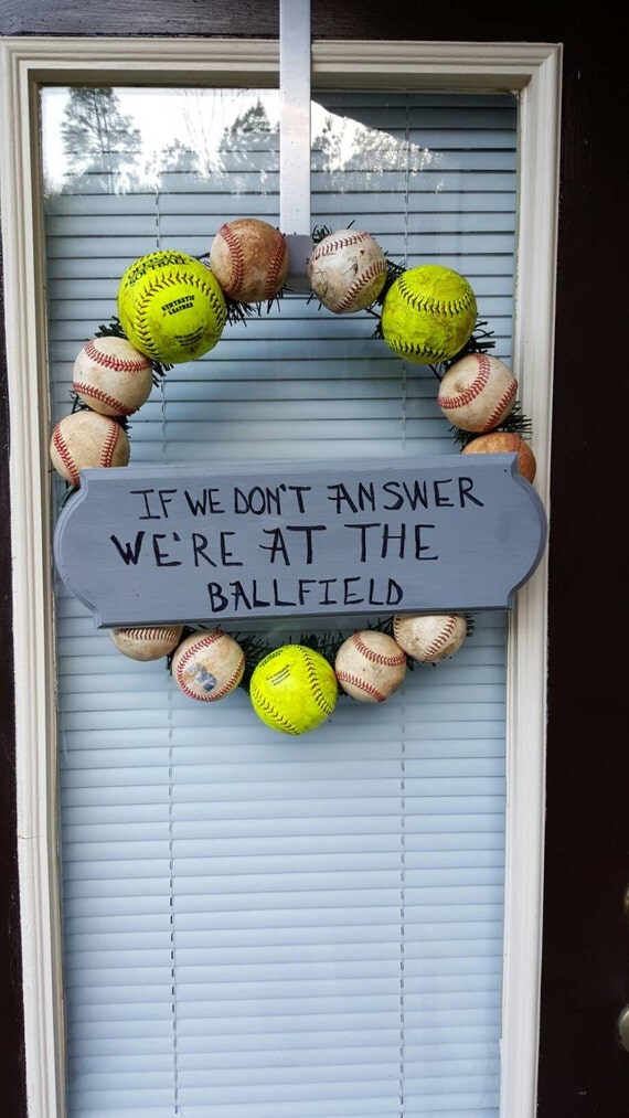 Baseball and softball wreath