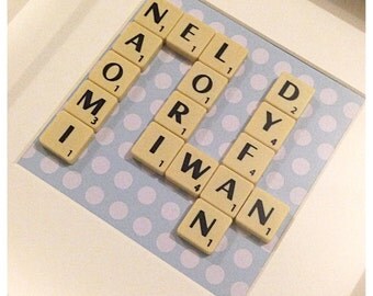 Scrabble wall art - Personalised Custom Wedding gifts Scrabble Frame - Personalised Christening gift Mothers Day gift Birthday present - TA8
