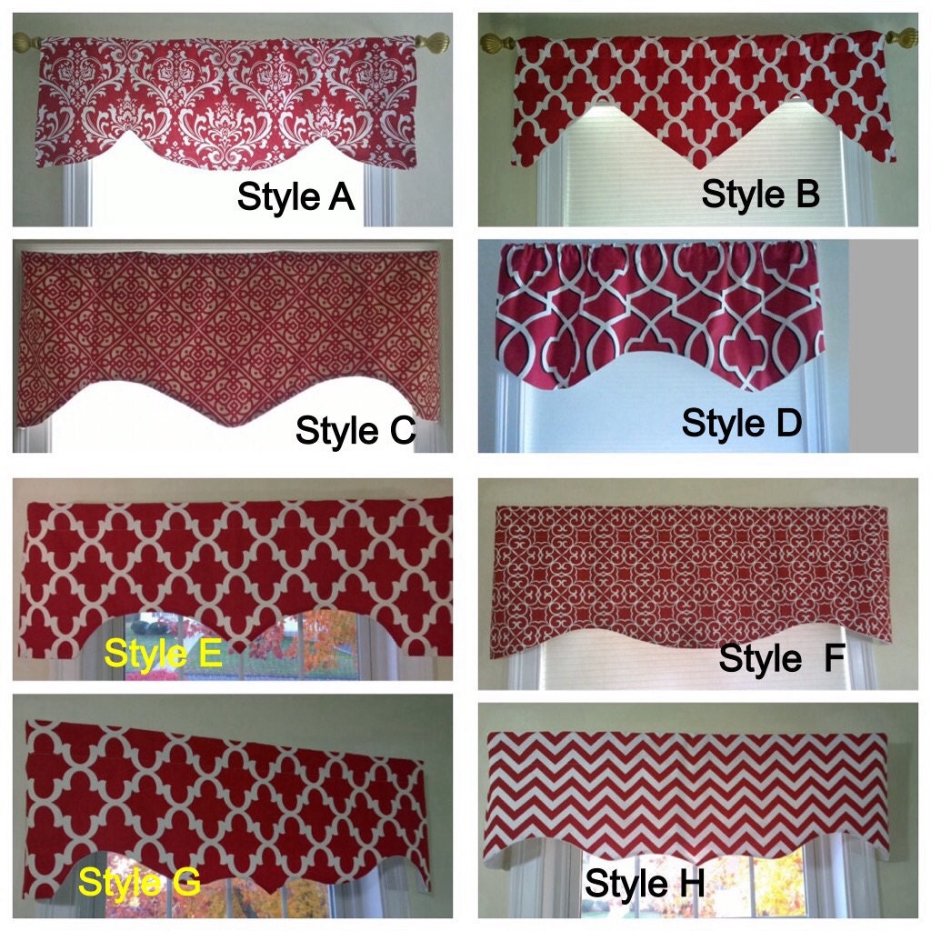Red window valance red valance lined window valance