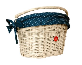Bicycle Basket Liner, Bike Belle Polka Navy