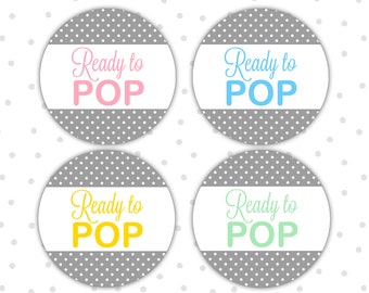 Ready to pop stickers - Ready to pop labels - Ready to pop baby shower - Shes ready to pop stickers - Baby shower stickers (RW001)