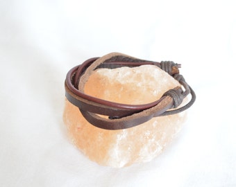 Fashion jewelry bracelet leather red and brown leather braided