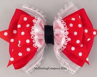 Minnie Mouse Costume Minnie Mouse Dress Red Wedding Red Bridesmaid Red Flower Girl Red Polka Dot Dress Red Headband Red Toddler Hair Bow