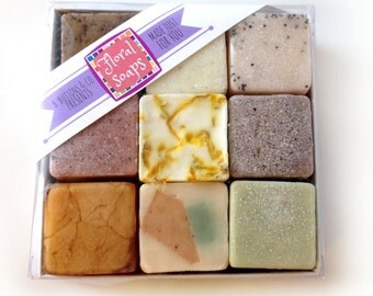 Floral Soaps Gift Set - Unique Gift for Women - Nine Happy Handmade Soaps in a Gift Box