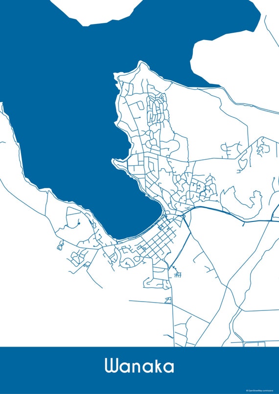 Wanaka Map Roads Palma Print City Map Art of Wanaka New
