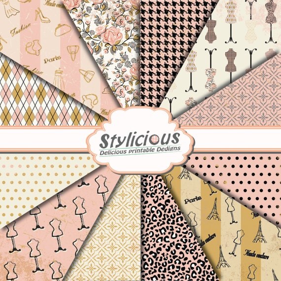Fashion Pattern Digital Paper Pack Fashion Printable Paper
