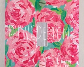 Lilly Pulitzer Inspired Light Switch Plate Cover in Hotty Pink First Impression Print