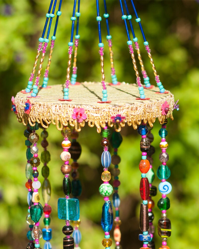 Glass sun catchers beaded mobile with Brass bells bohemian