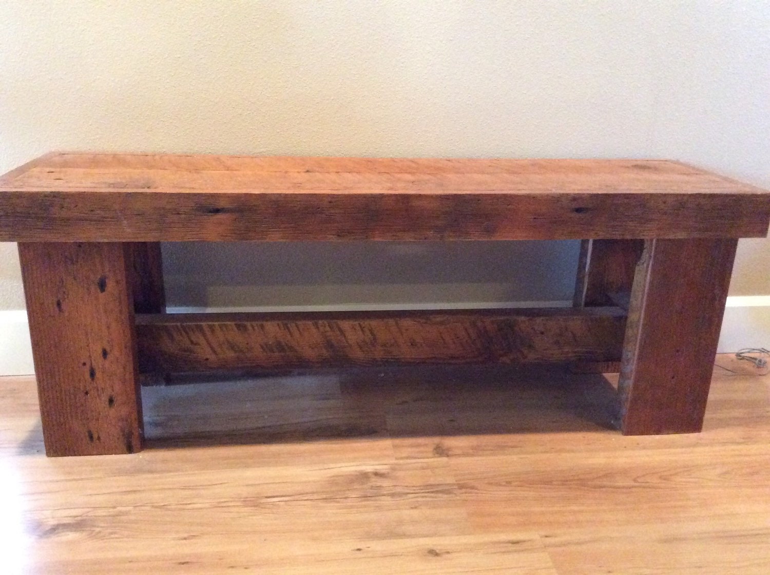 Rustic Western Farmhouse Bench handmade from reclaimed barn