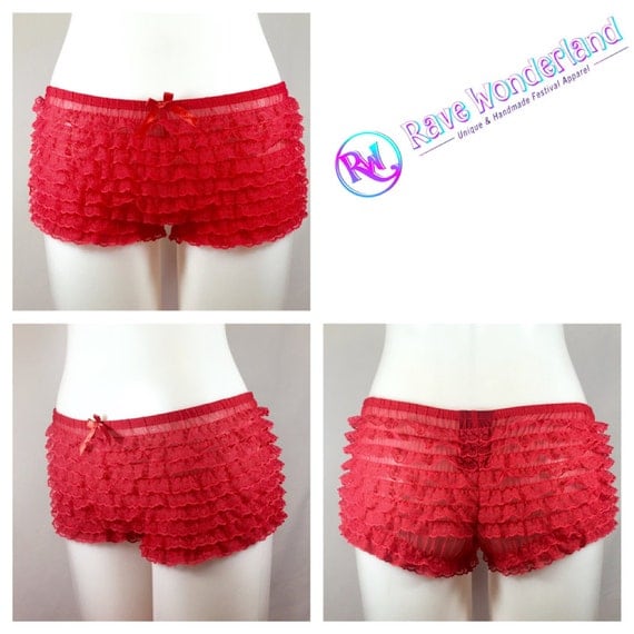 Women's Ruffle Booty Short Ruffle Shorts by RaveWonderlandStore