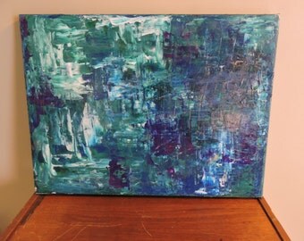 Blue - green Original Abstract painting Acrylic painting on stretched Canvas Modern Art Home decor Wall Art