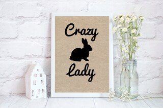 Sottobicchiere Divertente Con Scritta Crazy Rabbit Lady - MDF Rigido Lucido 9x9 Cm