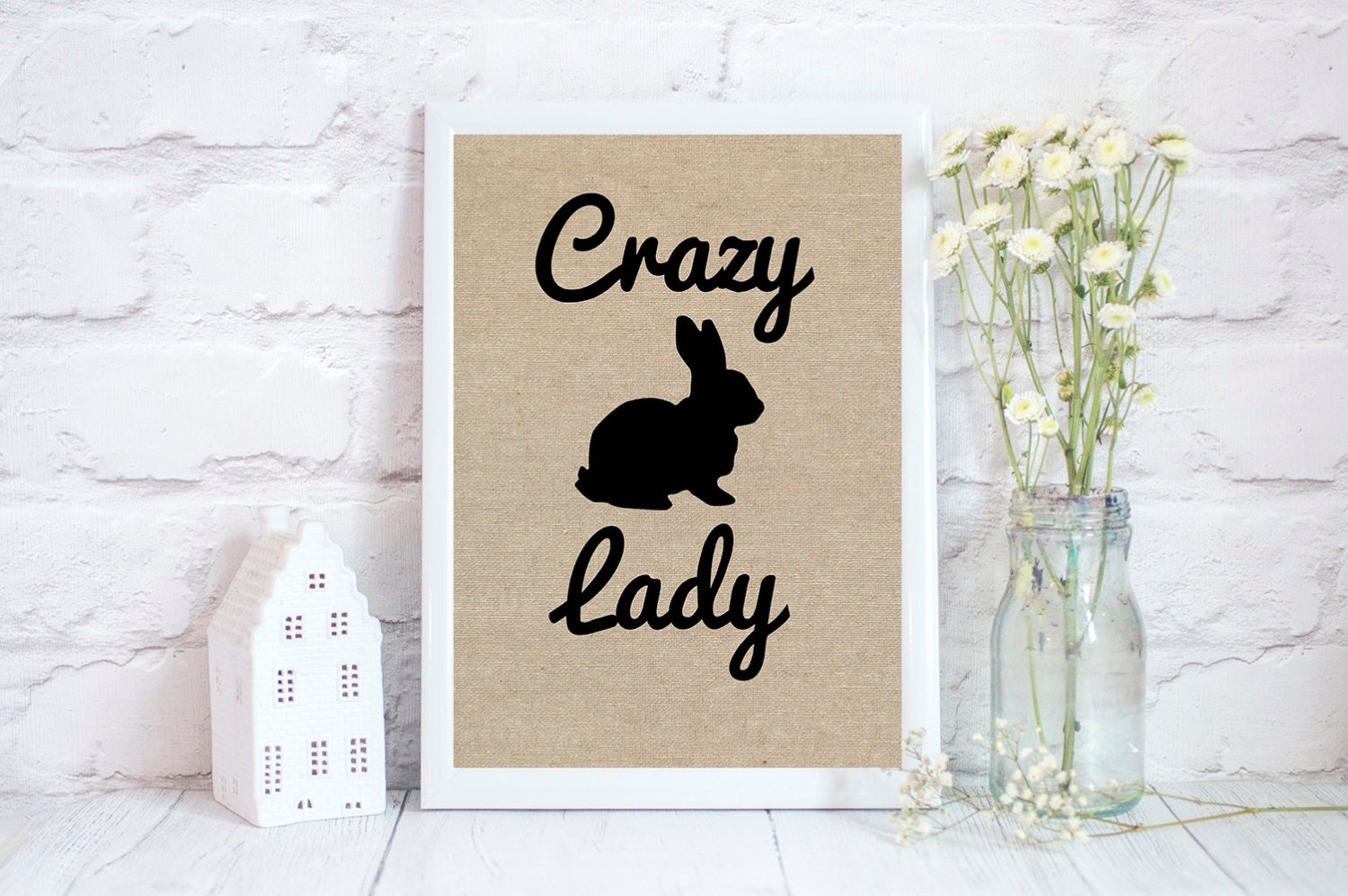 Sottobicchiere Divertente Con Scritta Crazy Rabbit Lady - MDF Rigido Lucido 9x9 Cm
