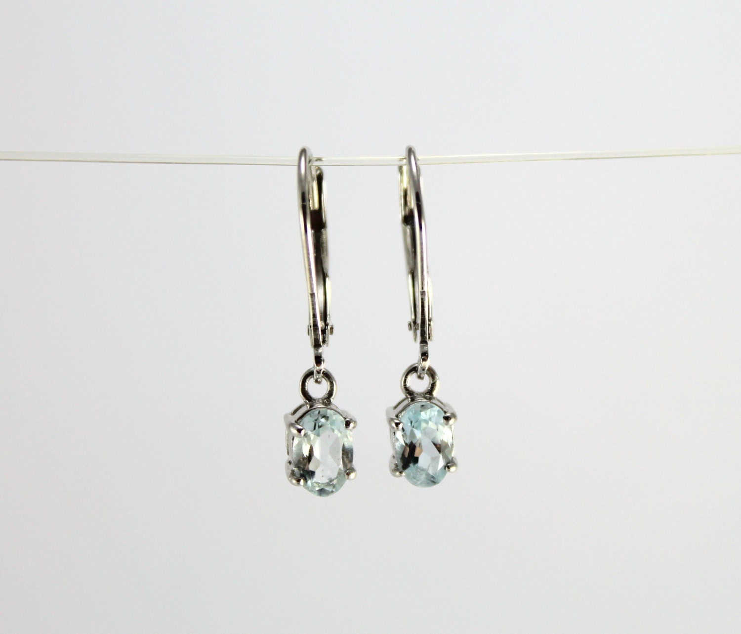 Aquamarine Gemstone 92.5 Silver Earrings with Lever Back