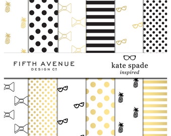 Digital Paper - Kate Spade Inspired - Black & Gold
