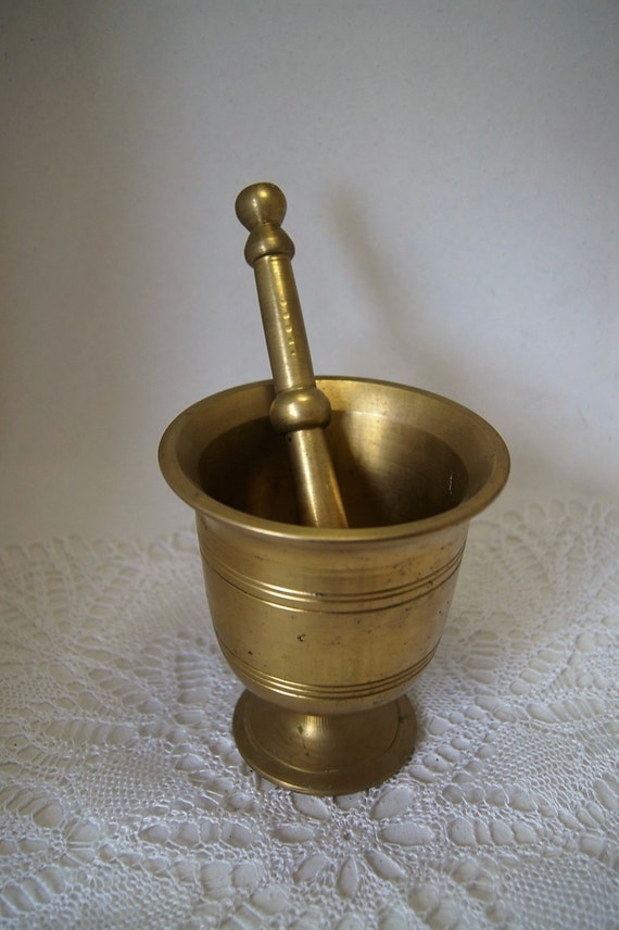 Vintage Solid Brass Mortar And Pestle 1981