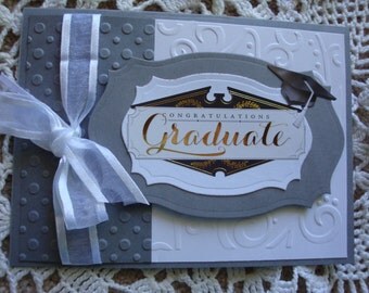 Graduation Card, from high school, grammer school, college, embossed, for him, for her, Congratulations, Greeting card, Handmade, 3D Effect