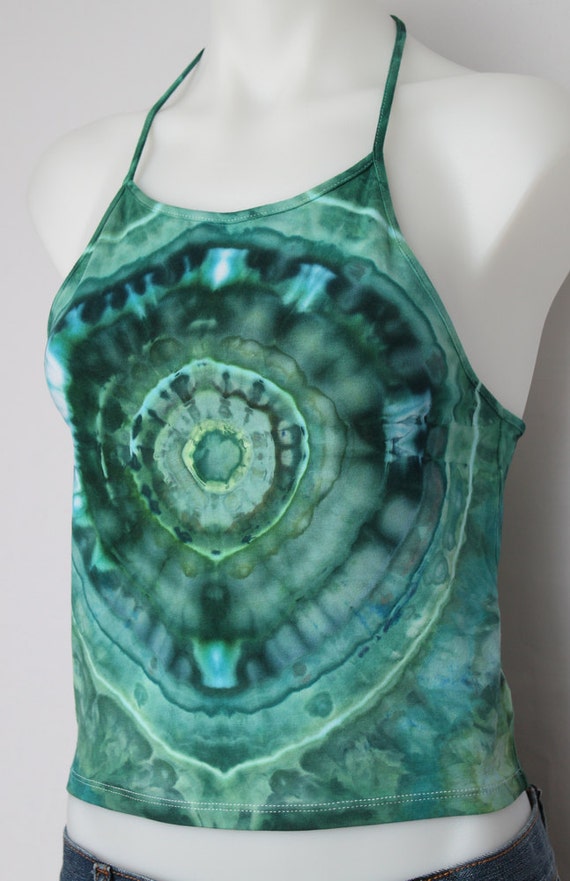 Tie Dye crop halter top Ice dyed String tie by ASPOONFULOFCOLORS