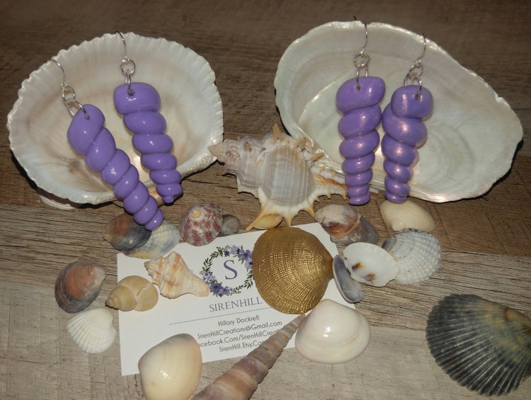 Ursula Spiral Shell Earrings & Necklace by SirenHill on Etsy