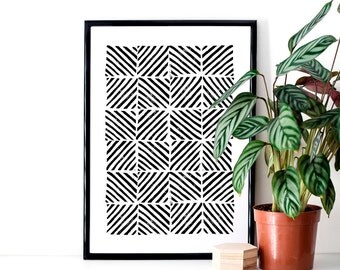 Monochrome Stamped Zig Zag Print