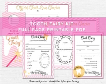 Tooth Fairy Printable Bundle, Tooth Fairy Kit, Tooth Fairy Receipt, Tooth Fairy Report, Children Printable, Tooth Eruption, Kid Projects