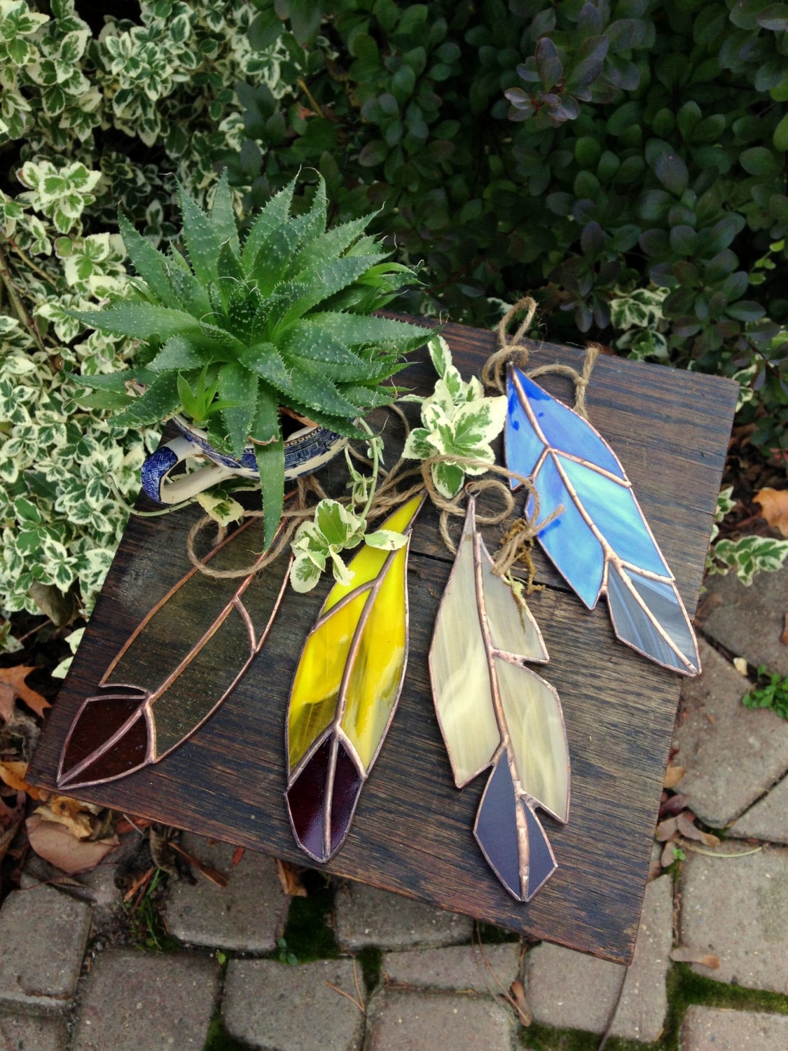 Medium Handmade Stained Glass Feather by BohemianGlassArt on Etsy