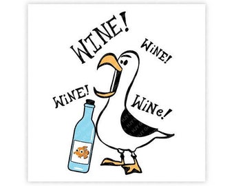 Disney, Seagull, Wine, Finding Nemo, Finding Dory, Epcot, Food, Illustration, TShirt Design, Cut File, svg, pdf, eps, png, dxf