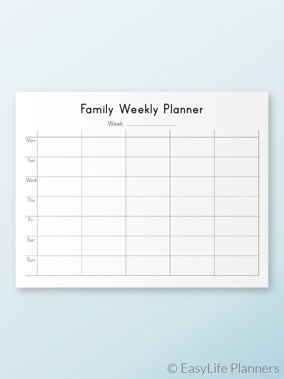 FAMILY PLANNER Printable PDF Family Organizer by EasyLifePlanners