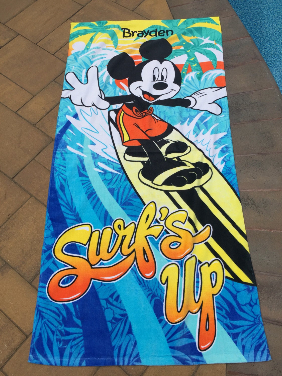 Surfer MICKEY MOUSE Beach Towel Personalized Beach Towel