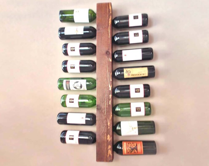 Wood Wall Wine Rack-Wall Mounted Wine Rack-Wood Wine Racks-Rustic Wine Rack Holds 16 Wine Bottles