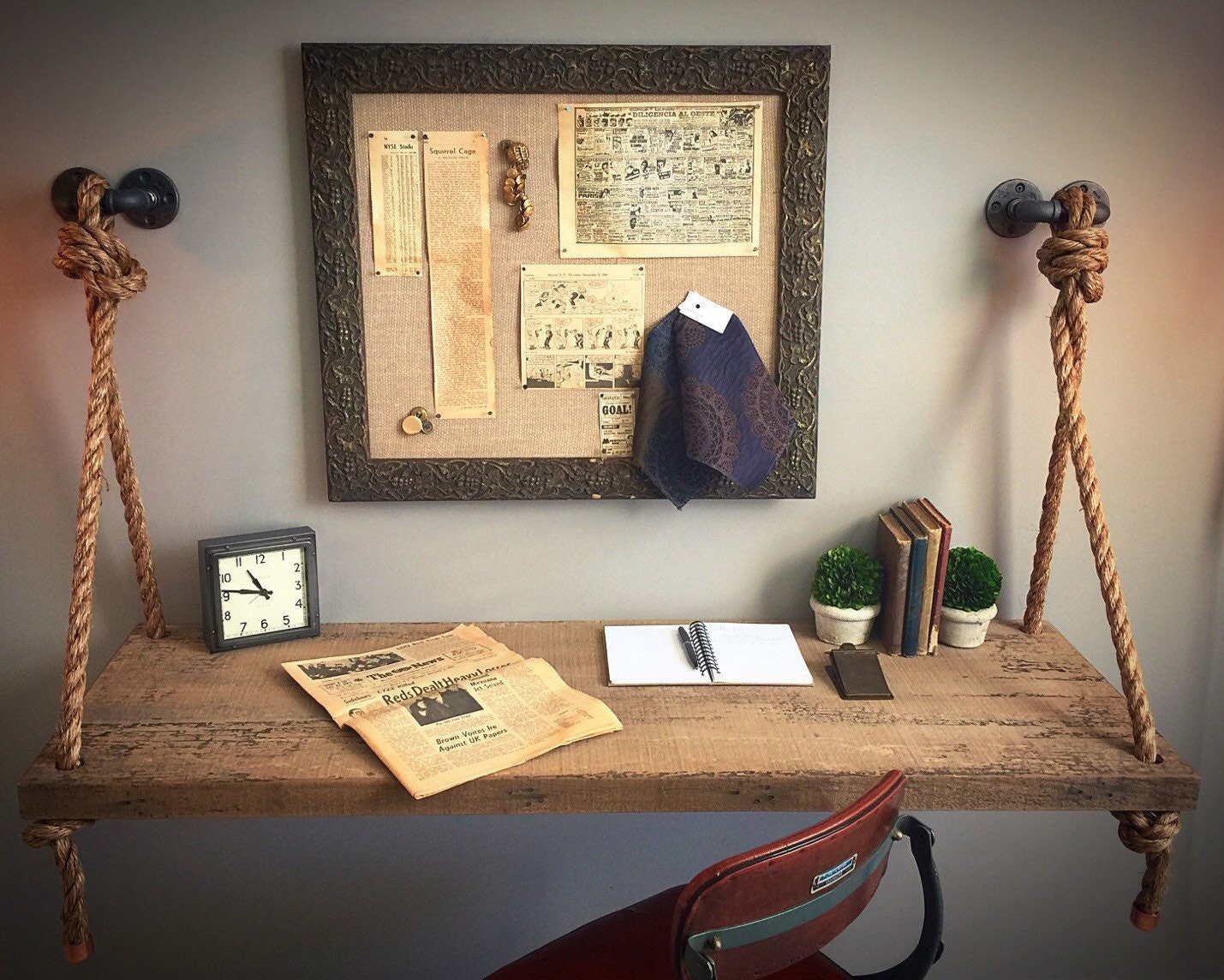 LAST 1 Industrial Floating Rope & Pipe Suspended Wood Wall