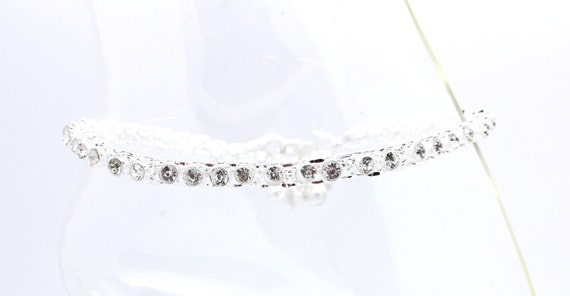 Pretty Silver Diamante Stone Gem Ankle Chain Anklet by Glimour