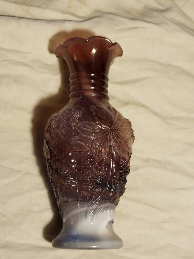Fenton Purple Slag Glass Vase Very rare to see this item for