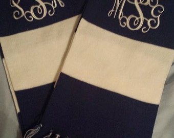 Personalized Fringe Scarf, Monogrammed Fringe Scarf