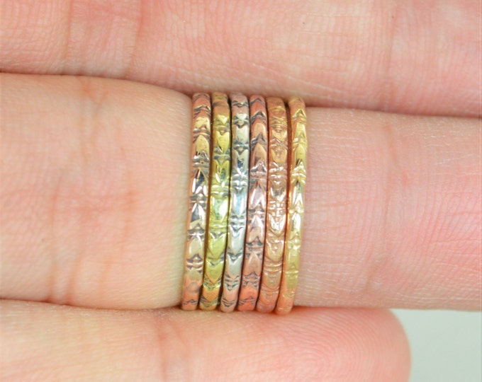Bohemian Stacking Rings, BoHo Rings, Tribal Rings, Arrow Stacking Ring, Rustic Ring, Sterling Ring, Brass Ring, Bronze Ring, Gold Ring-G2