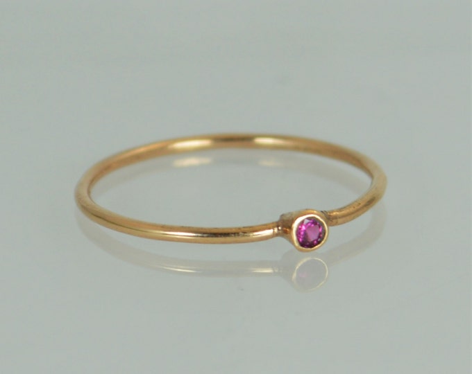 Tiny Ruby Ring, Ruby Stacking Ring, Solid 14k Rose Gold Ruby Ring, Ruby Mothers Ring, July Birthstone, Ruby Ring, Dainty Ruby, Dainty Ring