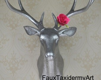 large white resin deer head