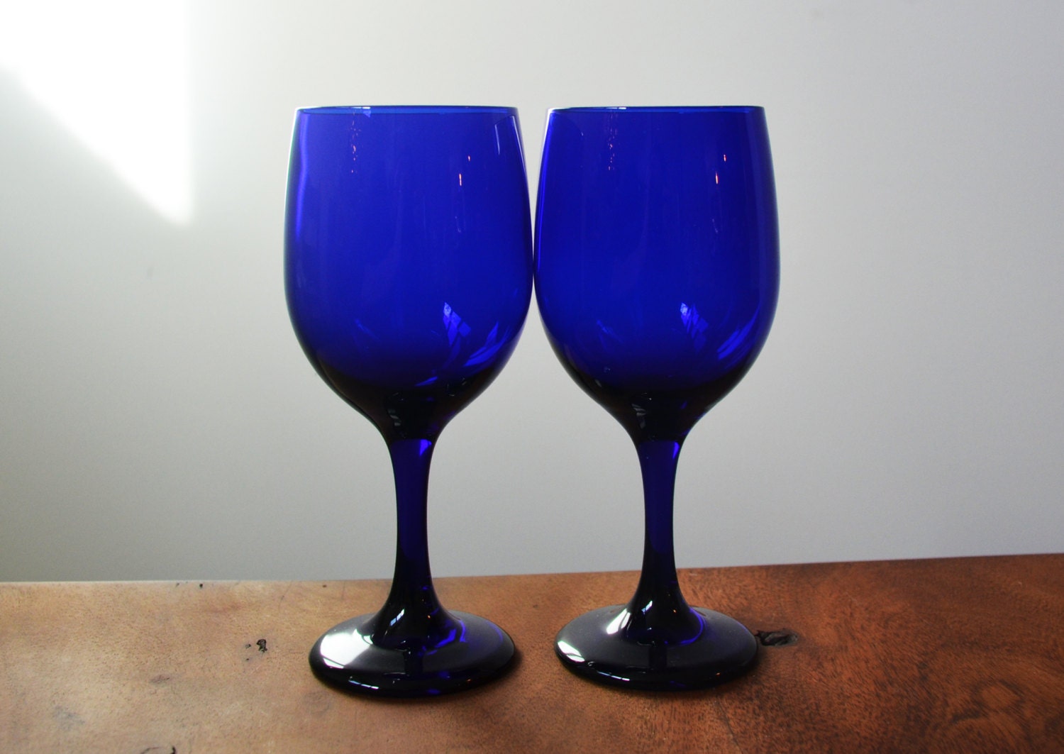 Vintage Libbey Cobalt Wine Glasses Set of 2 Exquisite heavy