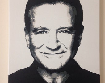 Robin Williams. Spray paint stencil art. 30x40cm canvas