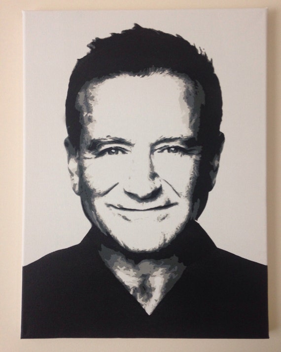 Robin Williams. Spray paint stencil art. 30x40cm canvas