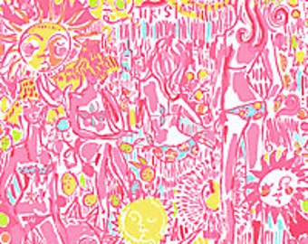 Kinis in the Keys cotton dobby 2 sizes 9 X 18 or 18 X 18 inches ~Authentic Lilly Pulitzer~
