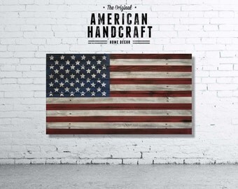 American Flag - Handmade Distressed Wooden Flag (50 stars)