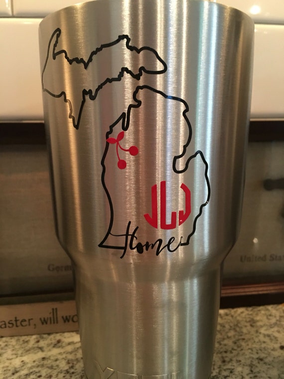 30oz Yeti Rambler Michigan State Outline with Monogram