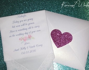 Flower Girl, Bridesmaid, Sister gift Hankerchief-Wedding Handkerchief-PRINTED-Wedding Hankerchief