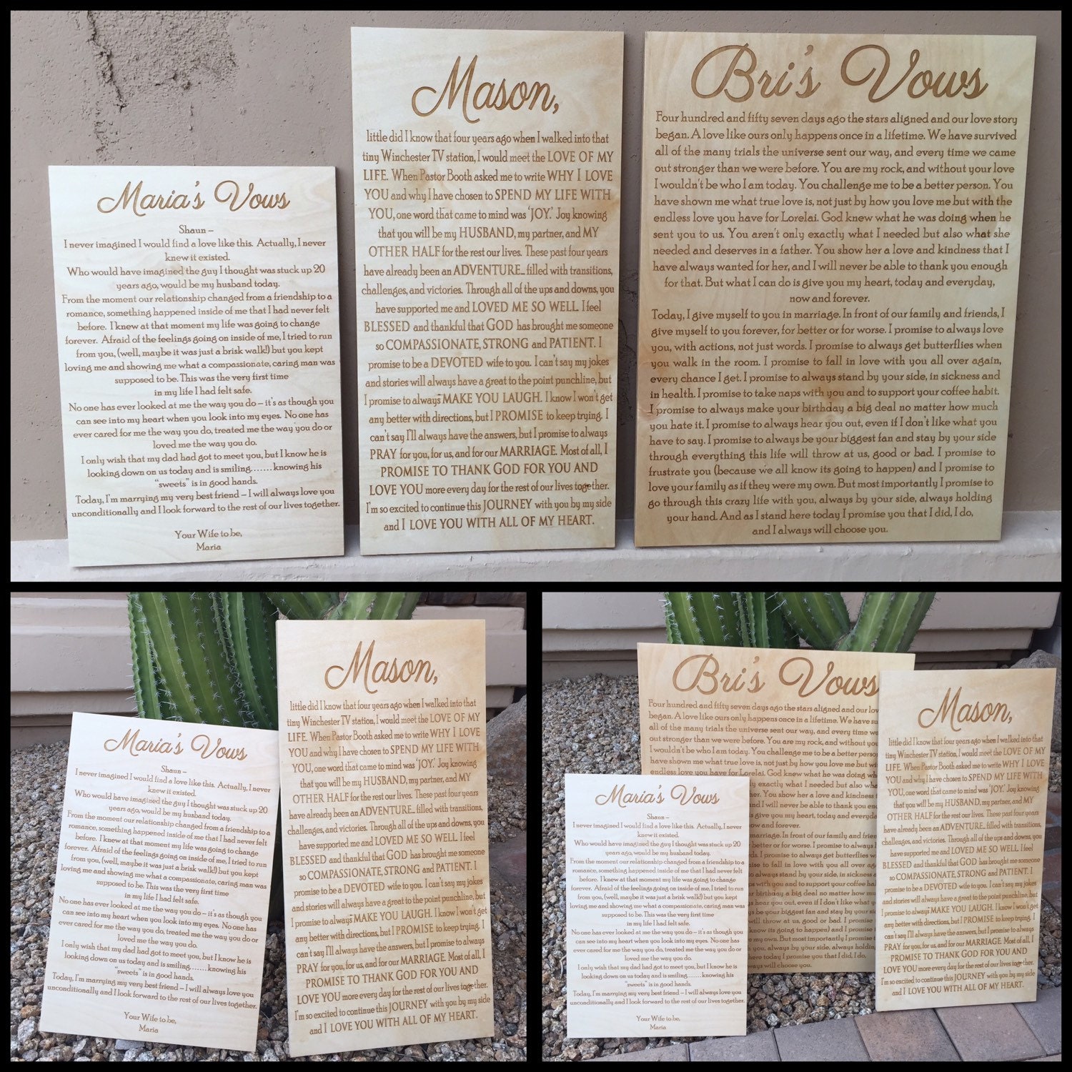Wedding Vows Engraved Wood Board Wedding Vow Gift Vow Sign