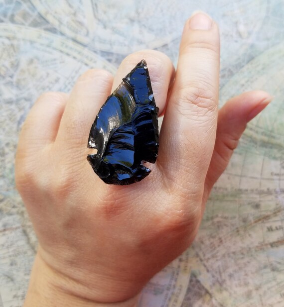 Large Black Statement Ring Ladies Statement Rings Arrowhead